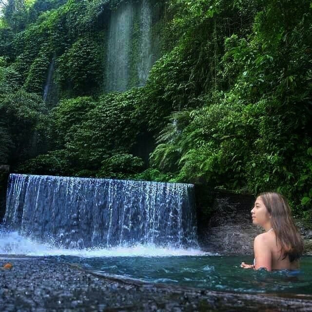 Curtain waterfall in rainforest, Benang Kelambu Lombok
